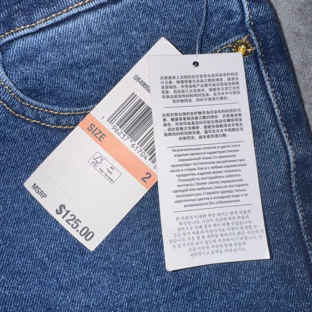 Michael Kors Selma Skinny Cargo Jeans Medium Indigo Blue Womens 2 QR49058E9Z